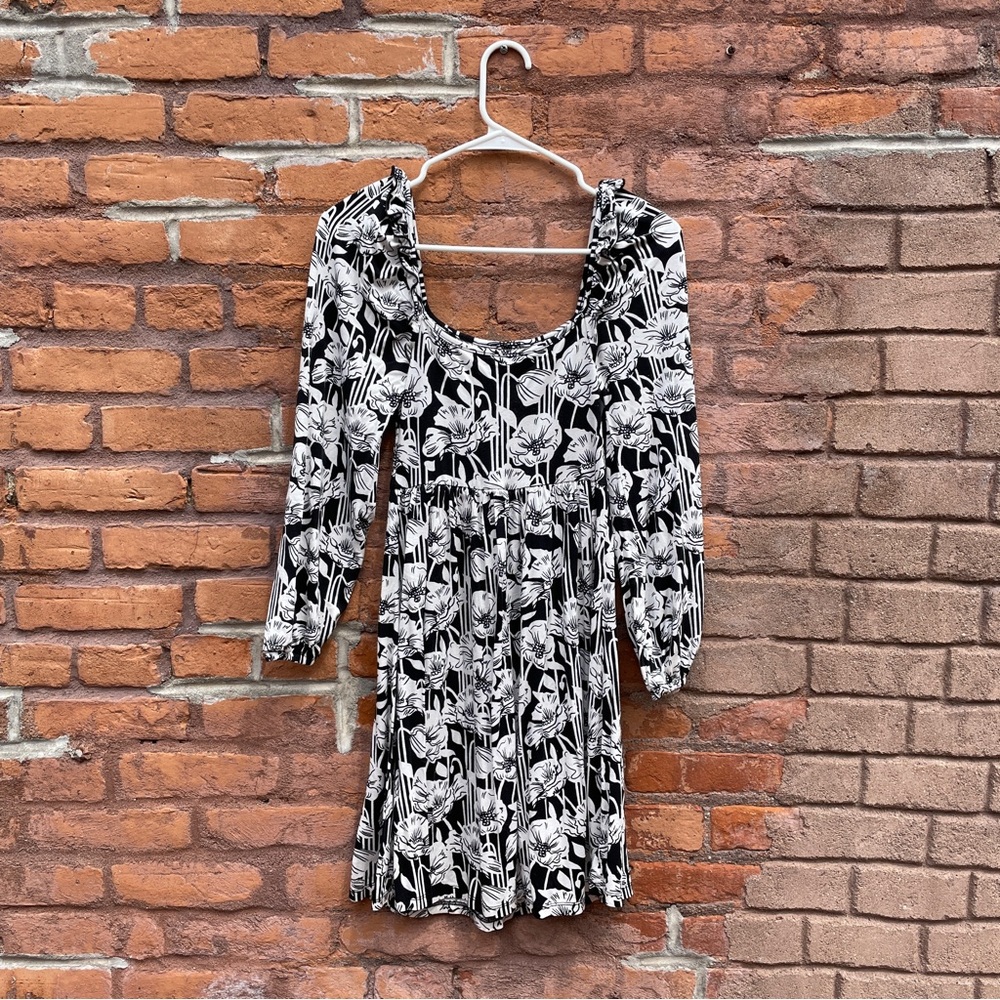River Island Black and White Floral Mini Dress